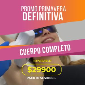 CUERPO COMPLETO 58% OFF | 10 SESIONES ZONAS (axilas + cavado profundo + pierna entera + rostro + 1⁄2 brazo)