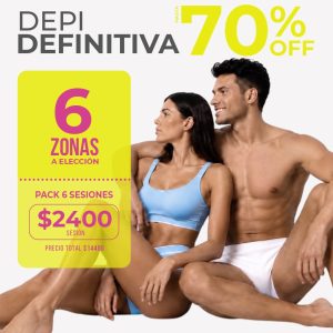 6 sesiones de 6 zonas a elección: 70% OFF
