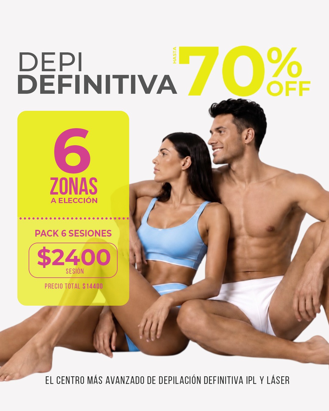 6 sesiones de 6 zonas a elección: 70% OFF